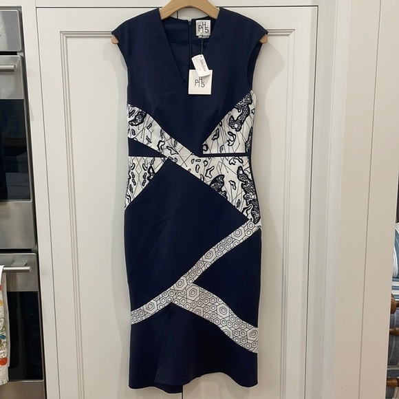 PH15 Navy & White Embroidered Inset Dress—Stunning!! Neiman Marcus—NWT—Old Money - Picture 1 of 11
